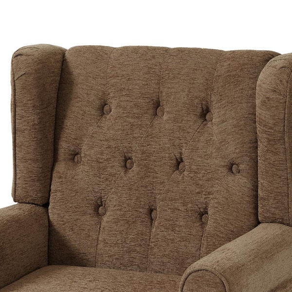 Uixe Brown Linen Button Tufted Design Accent Arm Chair (Set of 2