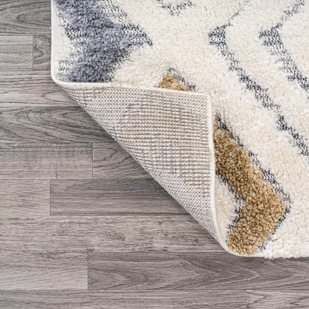 Ivory Geometric Flat Woven Reversible 4' x 6' Synthetic Rug