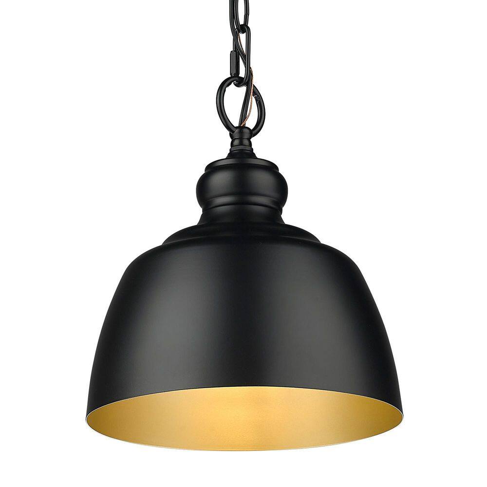 Holmes Matte Black Mini Pendant Light with Bronze Accents