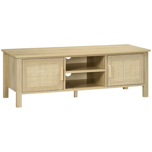 HOMCOM TV Stand Fits TVs smaller than 60 in. Natural Wood
