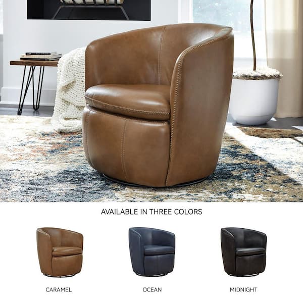 その他 Kierra Chair Signature DESIGN BY ASHLEY Kierreys Brown Faux Leather Barrel