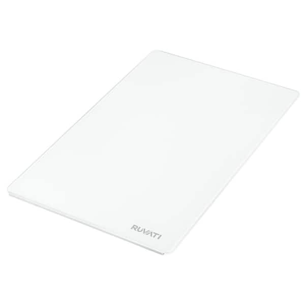 LedgeFit 17 in. x 11 in. White Tempered Glass Cutting Board for Workstation Sinks