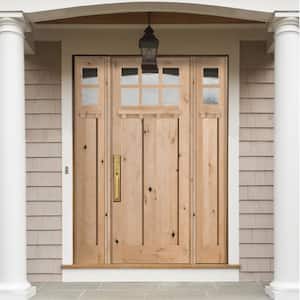 70 in. x 96 in. Craftsman Knotty Alder 2 Panel 6-Lite DS Unfinished Right-Hand Inswing Prehung Front Door/Sidelites