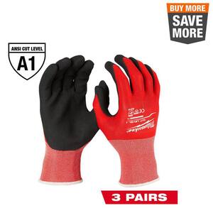 Large Red Nitrile Cut Level 1 Dipped Work Gloves (3-Pack)