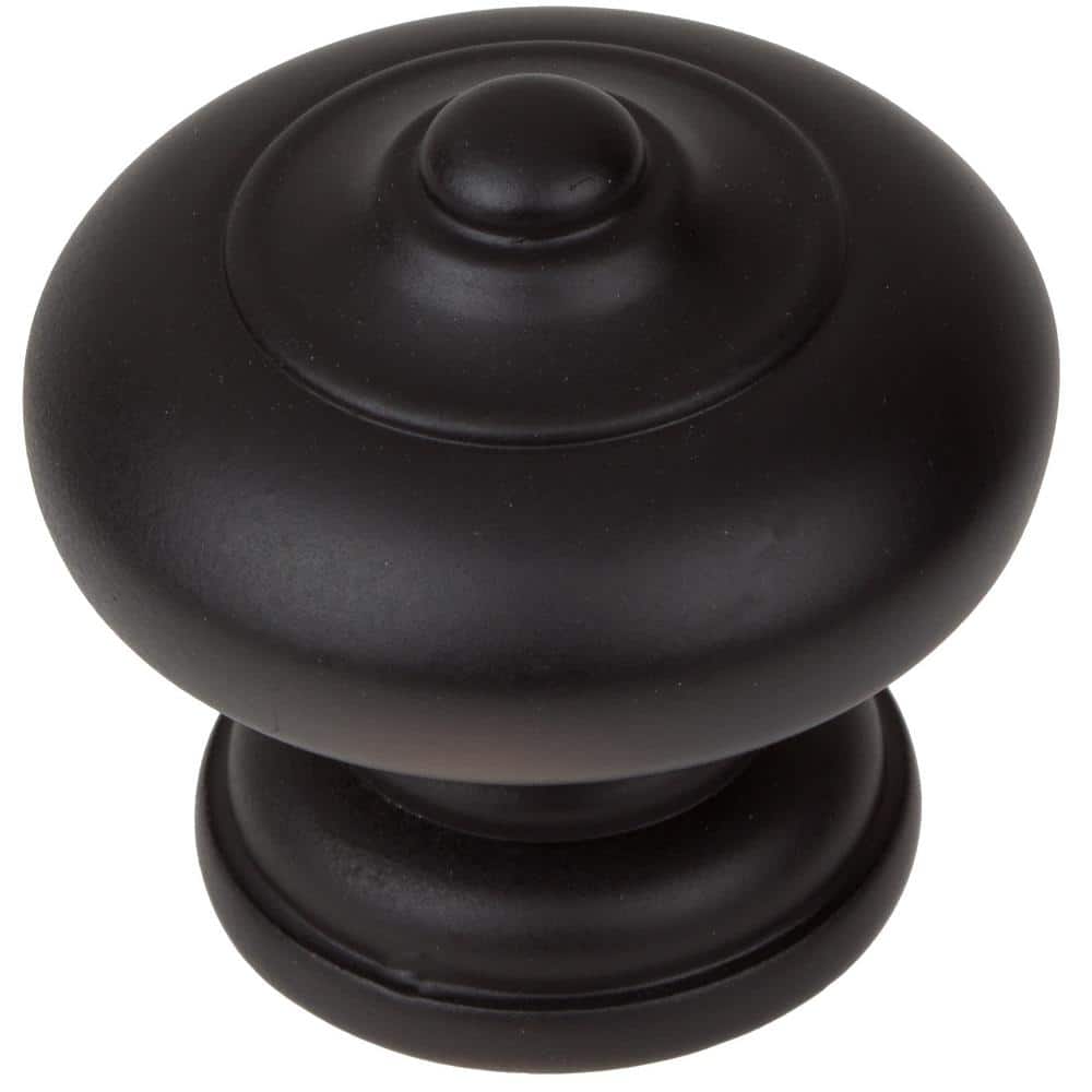 Matte Black Round Mushroom Cabinet Knob with Mounting Hardware