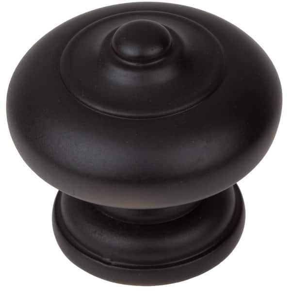 GlideRite 1-1/2 in. Dia Matte Black Round Ring Mushroom Cabinet Knob (10-Pack)