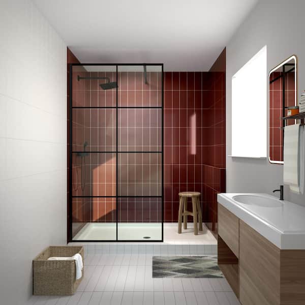 Streamline Carlyle 34 in. W x 76 in. H Fixed Panel with CrystalTech Treated 5/16 in. Tempered, Clear Glass