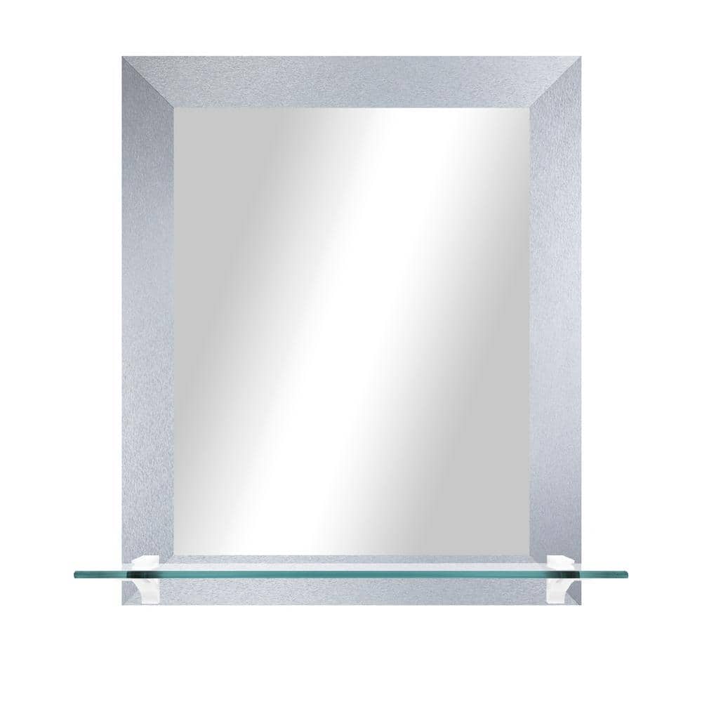 21.5 in. W x 25.5 in. H Rectangle Light Silver Vertical Mirror with Tempere