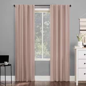 Cyrus Blush Polyester Solid 40 in. W x 63 in. L Noise Cancelling Grommet Blackout Curtain