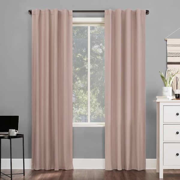Sun Zero Cyrus Blush Polyester Solid 40 in. W x 96 in. L Noise Cancelling Grommet Blackout Curtain