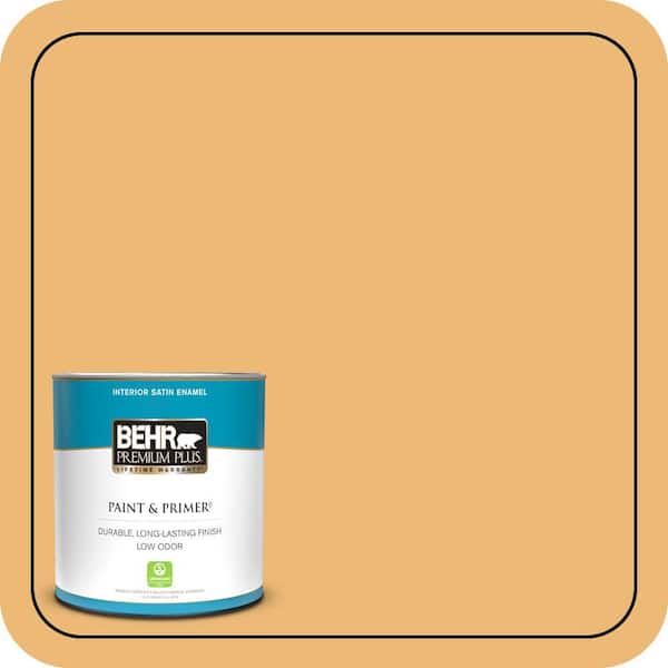 BEHR PREMIUM PLUS 1 qt. #BIC-29 Kernel Satin Enamel Low Odor Interior Paint & Primer