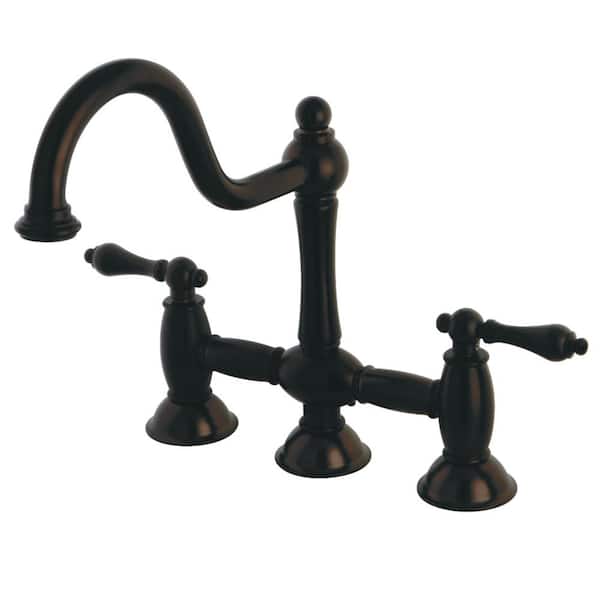 Kingston Brass Restoration 2-Handle Bridge Kitchen Faucet in Oil Rubbed Bronze