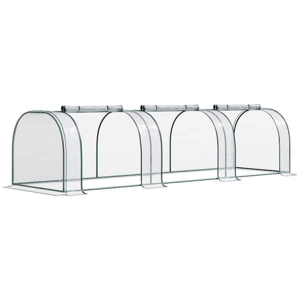 maocao hoom 11 ft. x 3 ft. x 2.5 ft. Portable Tunnel Greenhouse with Roll-Up Zippered Doors, UV Waterproof Cover, Steel Frame, Clear