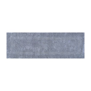 Lux 20 in. x 60 in. Silver Race Track 100% Cotton Round Bath Rug