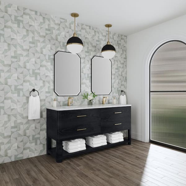 Lucian 72.0 in. W x 21.5 in. D x 36 in. H Double Bath Vanity in Carbon Oak with Victorian Silver Quartz Top