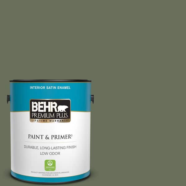 BEHR PREMIUM PLUS 1 gal. #N390-6 Laurel Garland Satin Enamel Low Odor Interior Paint & Primer