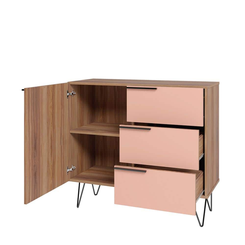 Mid-Century Mirrored Black Horizontal Combo Dresser