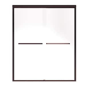 56 in. to 60 in. W x 72 in. H Sliding Framed Shower Door in Oil Rubbed Bronze with Clear Glass Double Sliding Reversible
