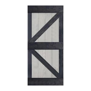 K Style 36 in. x 84 in. French Gray/Carbon Gray Finished Solid Wood Sliding Barn Door Slab - Hardware Kit Not Included