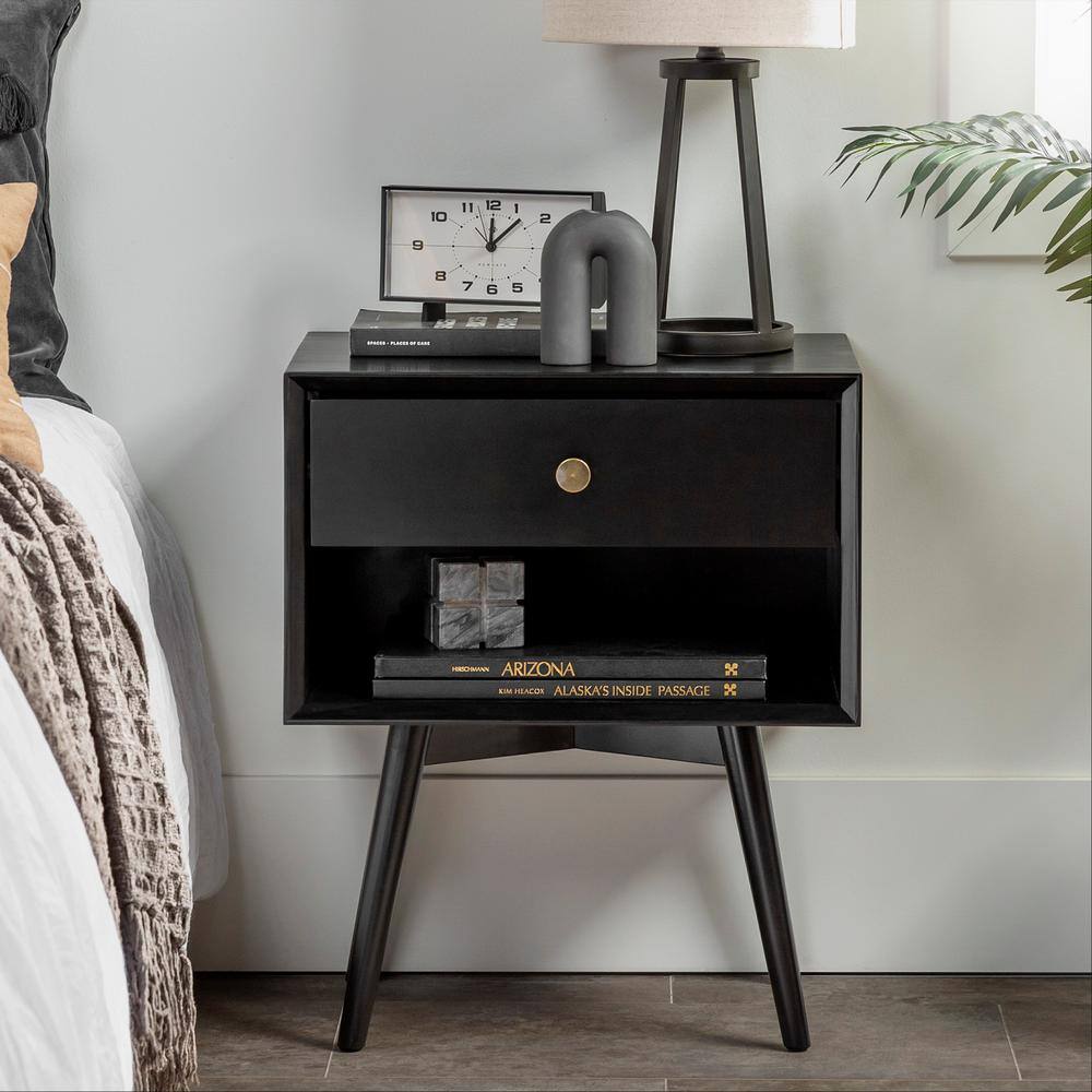 mid century modern nightstand black