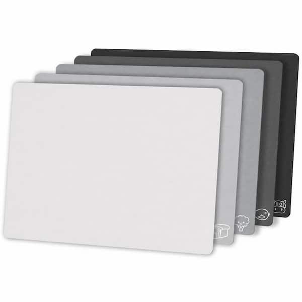 15 in. x 12 in. Gray Plastic Rectangular Cutting Board Set of 5 with Non-Slip Texture and Dishwasher Safe Surface