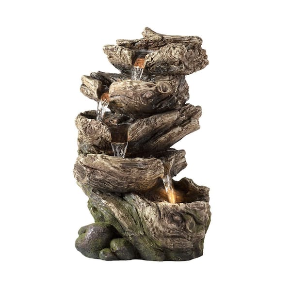 11 in. Tall Indoor/Outdoor 5-Tier Rainforest Waterfall Fountain with LED Lights