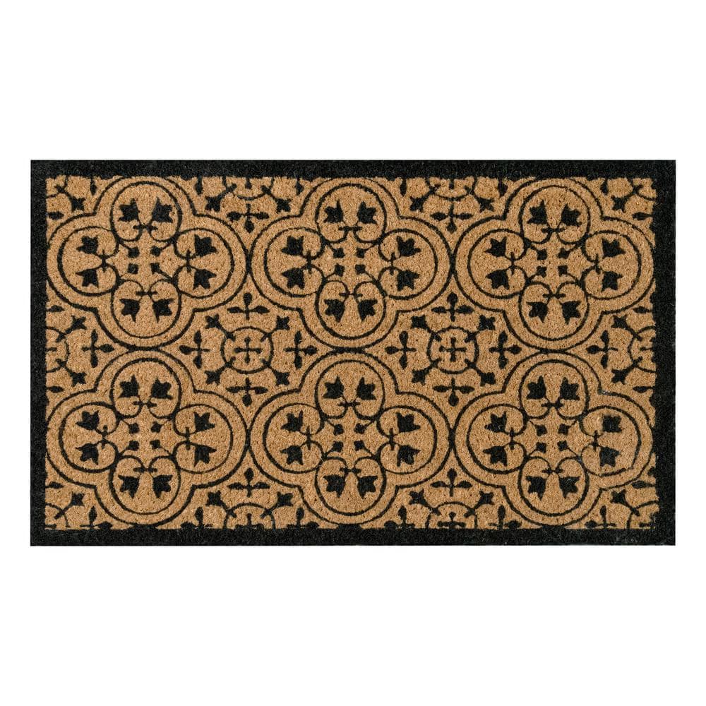 Black Encaustic 22 in. x 36 in. Coir Door Mat