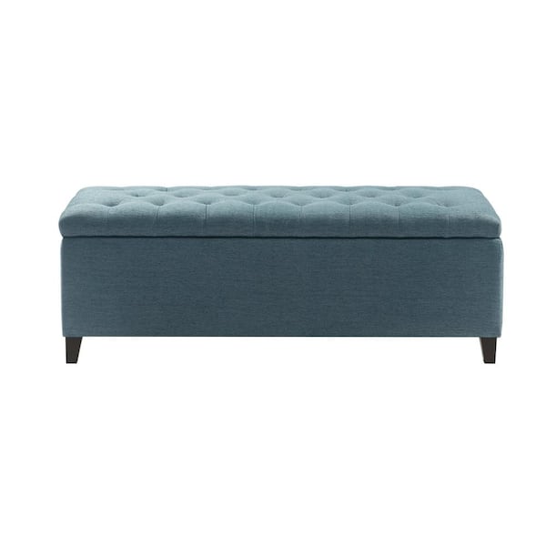 Madison Park Sasha Blue Tufted Top Storage Bench 18.5 in. H x 49 in. W x 19.25 in. D