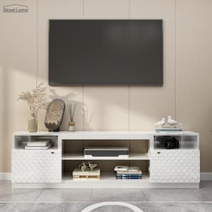 White TV Stand Fits TVs up to 70 to 80 in. with 2 Storage Cabinets