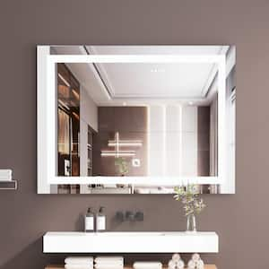 32 in. W x 40 in. H Rectangular Frameless Anti-Fog Lighted Wall Bathroom Vanity Mirror in Natural