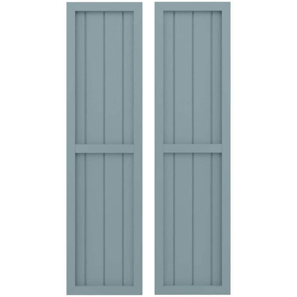 14-in W x 50-in H Americraft 4 Board Exterior Real Wood Two Equal Panel Framed Board and Batten Shutters Peaceful Blue price history on PriceWatchPro