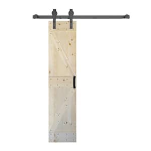 K Style 24 in. x 84 in. Unfinished Soild Wood Sliding Barn Door with Hardware Kit - Assembly Needed