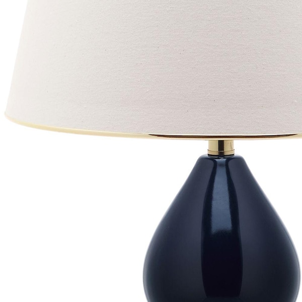 SAFAVIEH Jill 25.5 in. Navy Double Gourd Ceramic Table Lamp with