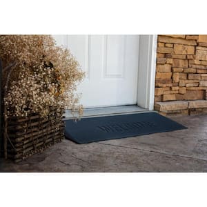 TRANSITIONS Gray 40 in. W x 14 in. L x 1.5 in. H Rubber Angled Entry Door Threshold Welcome Mat