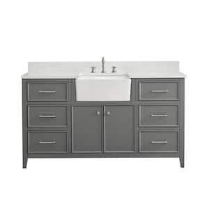Casey 60 in. W x 22 in. D Bath Vanity in Gray with Engineered Stone Vanity Top in Ariston White with White Sink