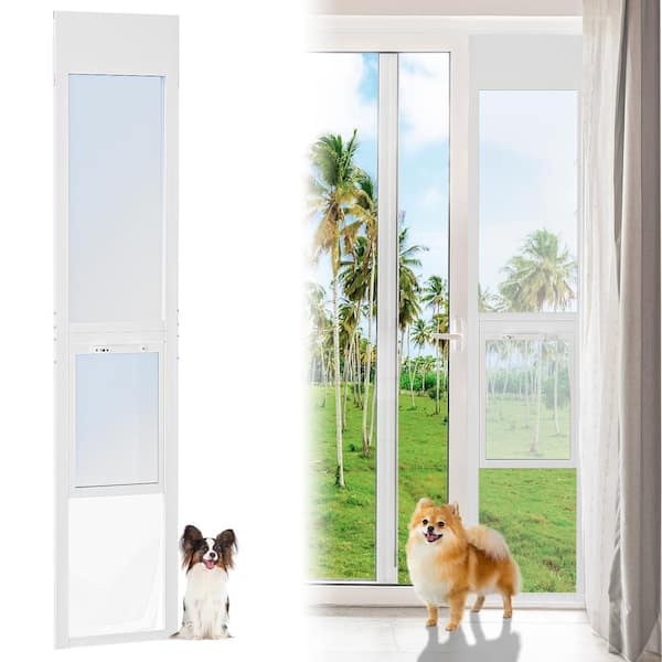Dog Door for Sliding Glass Door Adjustable Height 75 in. 81 in. Doggy Door for Sliding Door Pet Door with Lock, Large