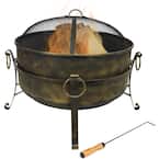Cauldron 24 in. x 23 in. Round Steel Wood Fire Pit with Spark Screen in Black