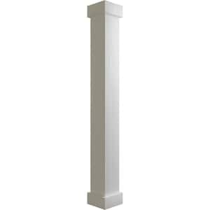 6 in. x 8 ft. Knotty Pine Endurathane Faux Wood Non-Tapered Square Column Wrap w/ Standard Capital & Base