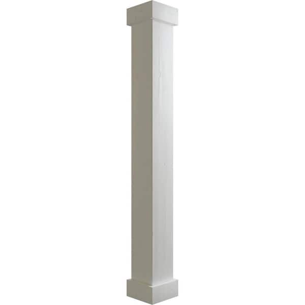 Ekena Millwork 8 in. x 8 ft. Knotty Pine Endurathane Faux Wood Non-Tapered Square Column Wrap w/ Standard Capital & Base