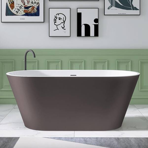 Getpro 59 in. x 29.5 in. Acrylic Free Standing Soaking Bath Tub with