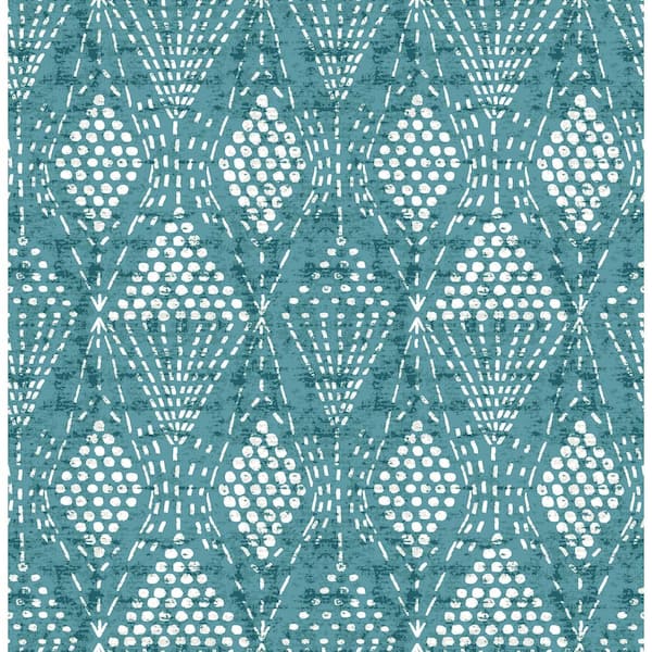 A-Street Prints Blue Grady Teal Dotted Geometric Wallpaper Sample