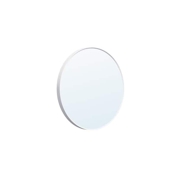 28 in. W x 28 in. H Round Aluminum Framed Wall Bathroom Vanity Mirror in White
