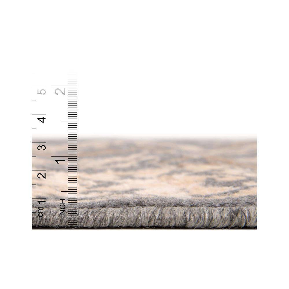 Gray and Beige Abstract 4' x 6' Stain-Resistant Synthetic Rug