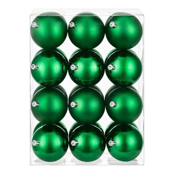 24-Piece Green Shatter-Resistant Ornaments