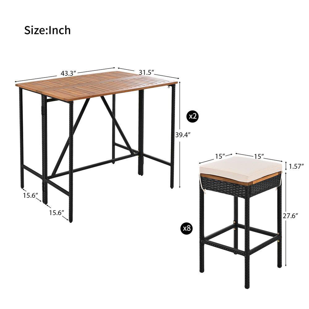 Dimensional measurements for the foldable wooden desktop and stool.