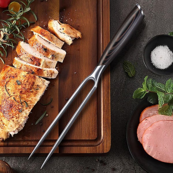 Wudkey 7 in. Razor Sharp Double-Prong Carving Fork for Meat
