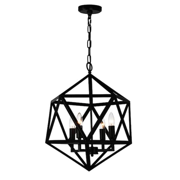 CWI Lighting Amazon 4 Light Up Pendant With Black Finish