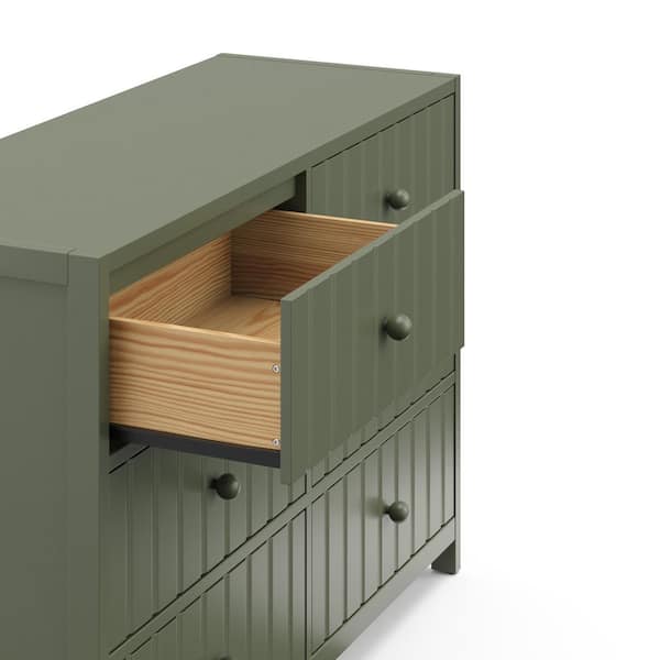 Teddi 6 Drawer Double Dresser Color: Olive