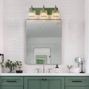 Orillia 19.7 in. 3-Light Modern Macaron Green Bathroom Vanity Light with Crystal Shades