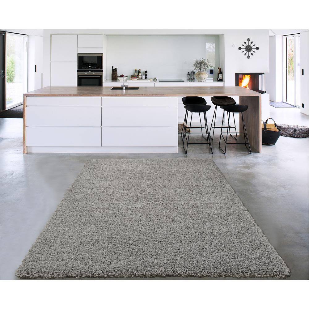 Sweet Home Stores Cozy Shag Collection Grey 5 Ft X 7 Ft Indoor Area Rug Cozy2763 5x7 The Home Depot